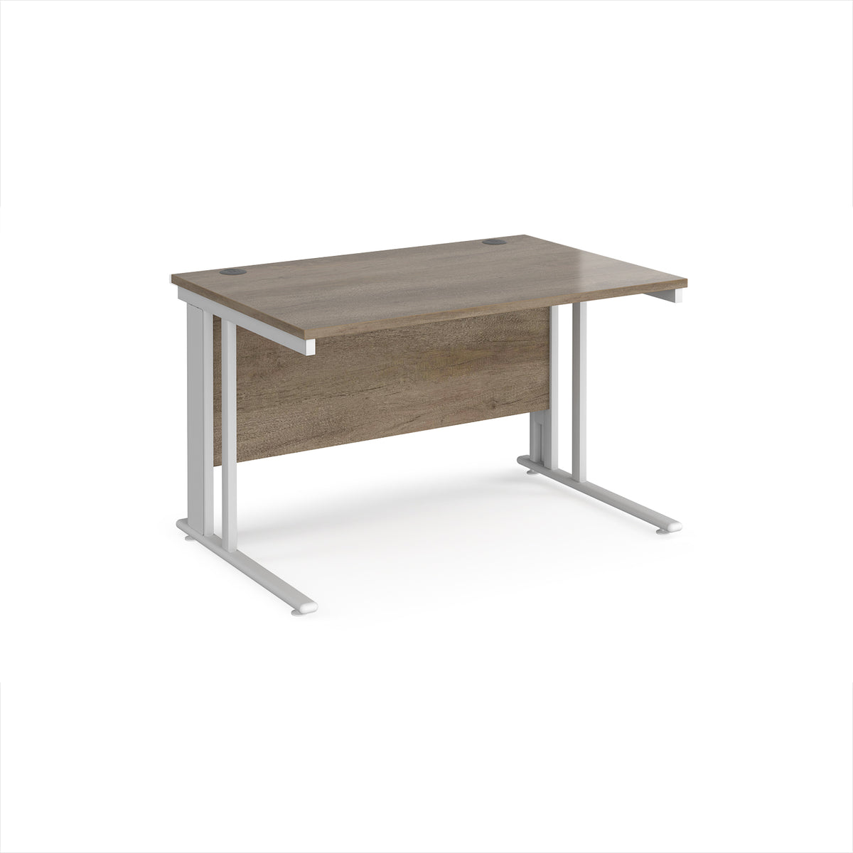 Maestro 25 straight desk 1200mm x 800mm - white cable managed leg frame, Nebraska top - view 1