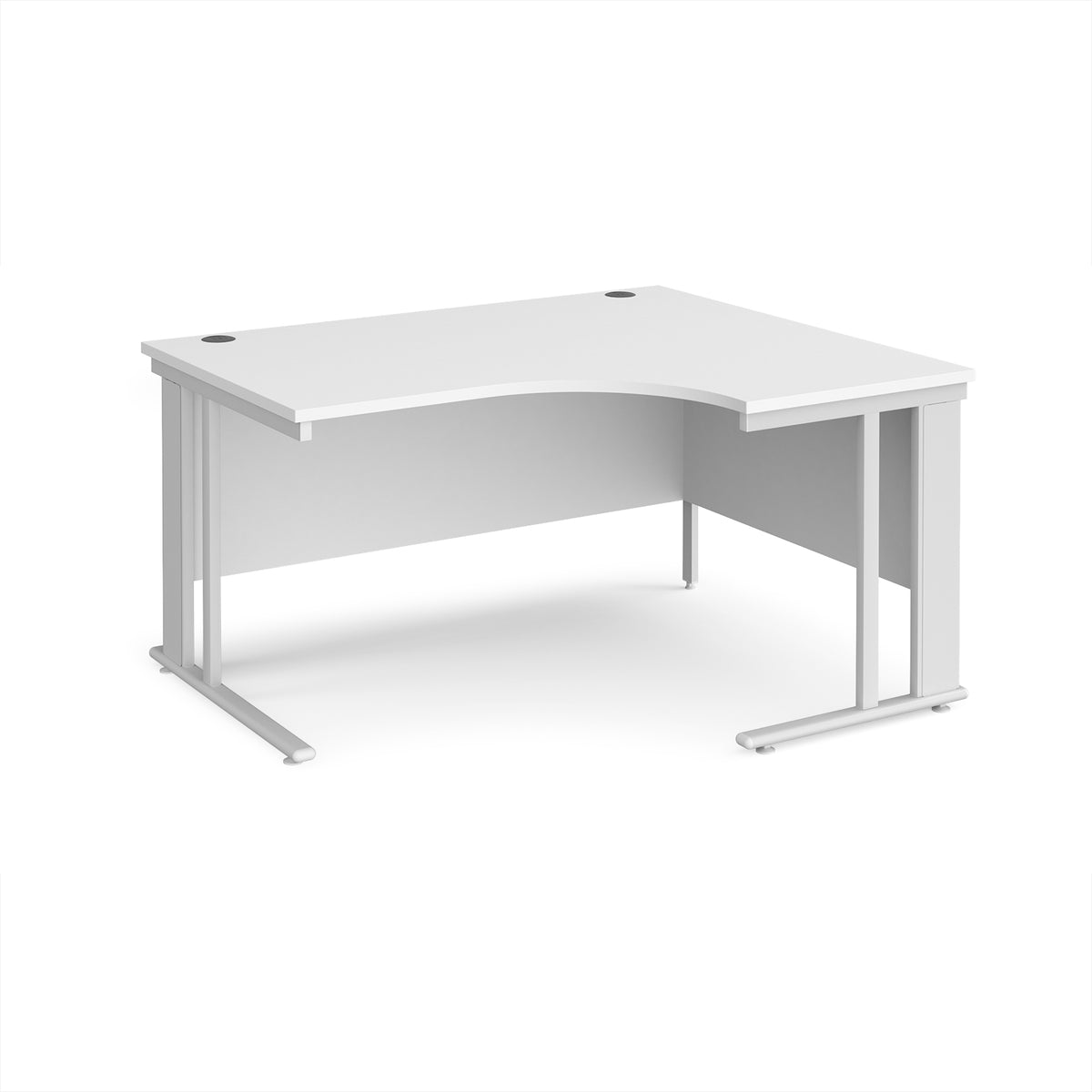 Maestro 25 right hand ergonomic desk 1400mm wide - white cable managed leg frame, White Top - view 1