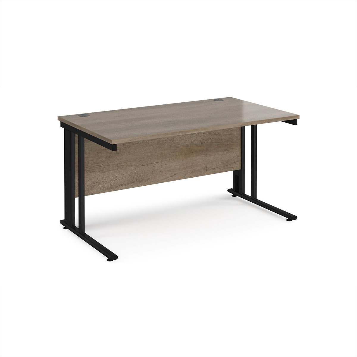Maestro 25 straight desk 1400mm x 800mm - black cable managed leg frame, Nebraska top - view 1