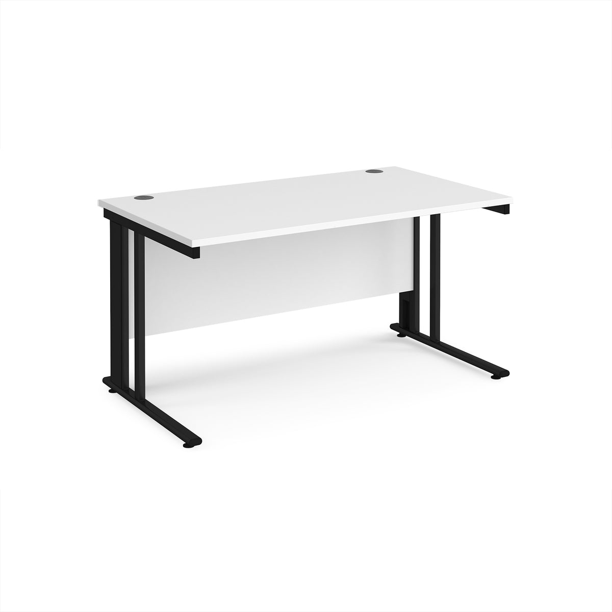 Maestro 25 straight desk 1400mm x 800mm - black cable managed leg frame, White Top - view 1