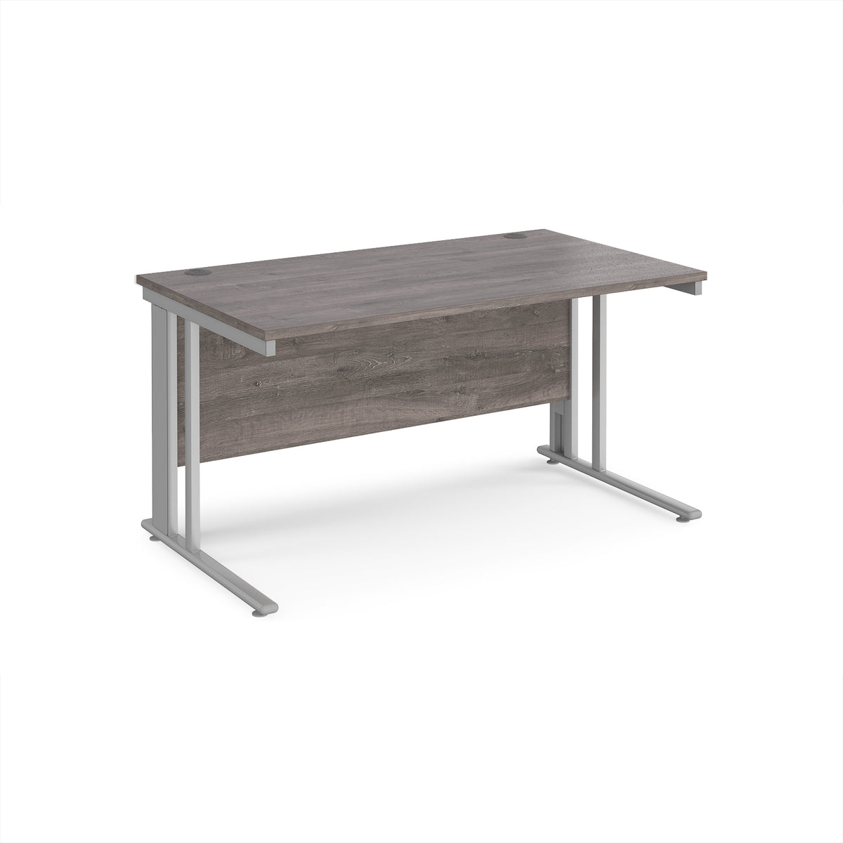 Maestro 25 straight desk 1400mm x 800mm - silver cable managed leg frame, Grey Oak Top - view 1