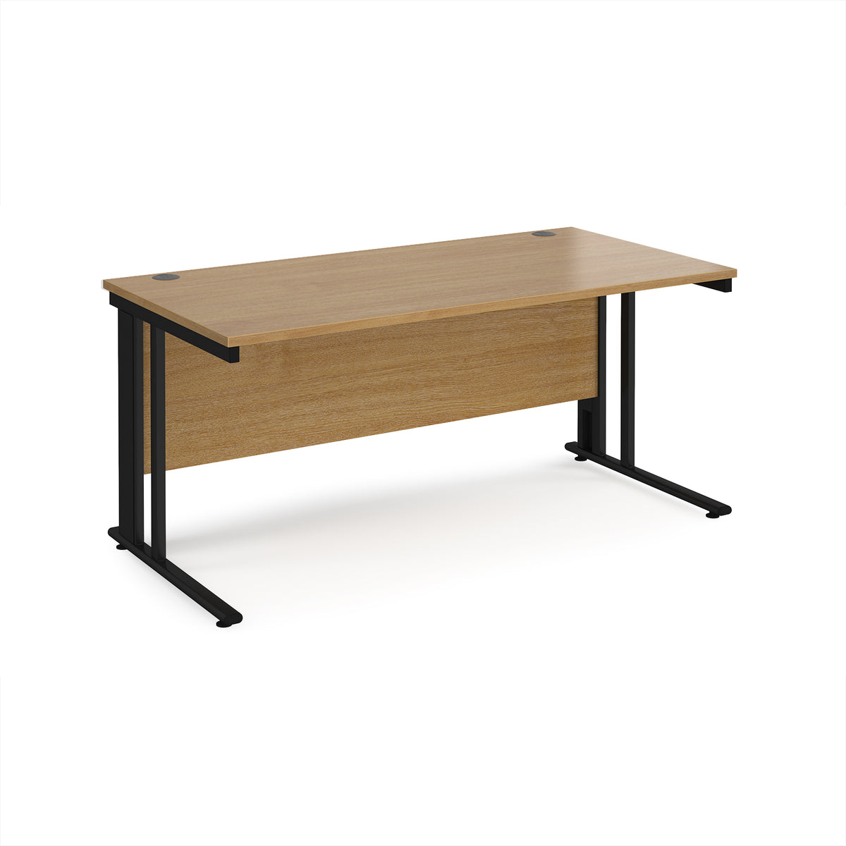 Maestro 25 straight desk 1600mm x 800mm - black cable managed leg frame, Oak Top - view 1