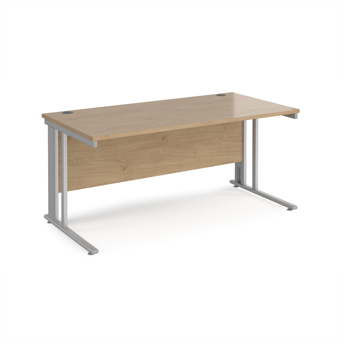 Maestro 25 straight desk 1600mm x 800mm - silver cable managed leg frame, Kendal top - view 1