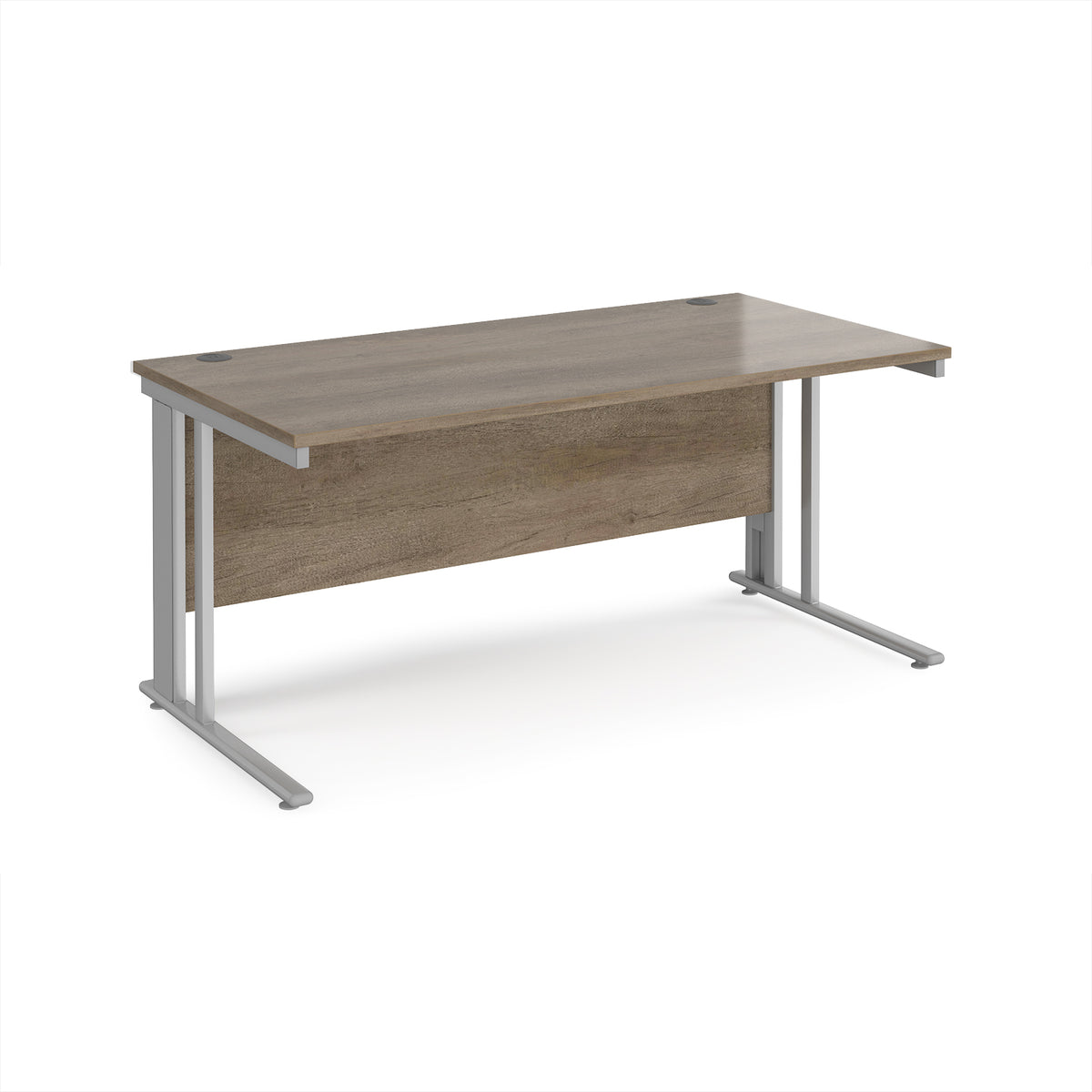 Maestro 25 straight desk 1600mm x 800mm - silver cable managed leg frame, Nebraska top - view 1