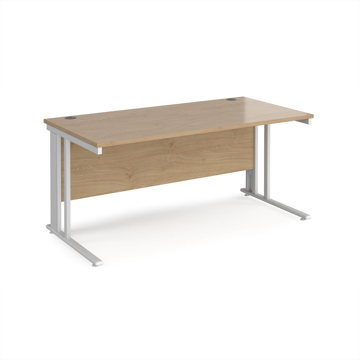Maestro 25 straight desk 1600mm x 800mm - white cable managed leg frame, Kendal top - view 1