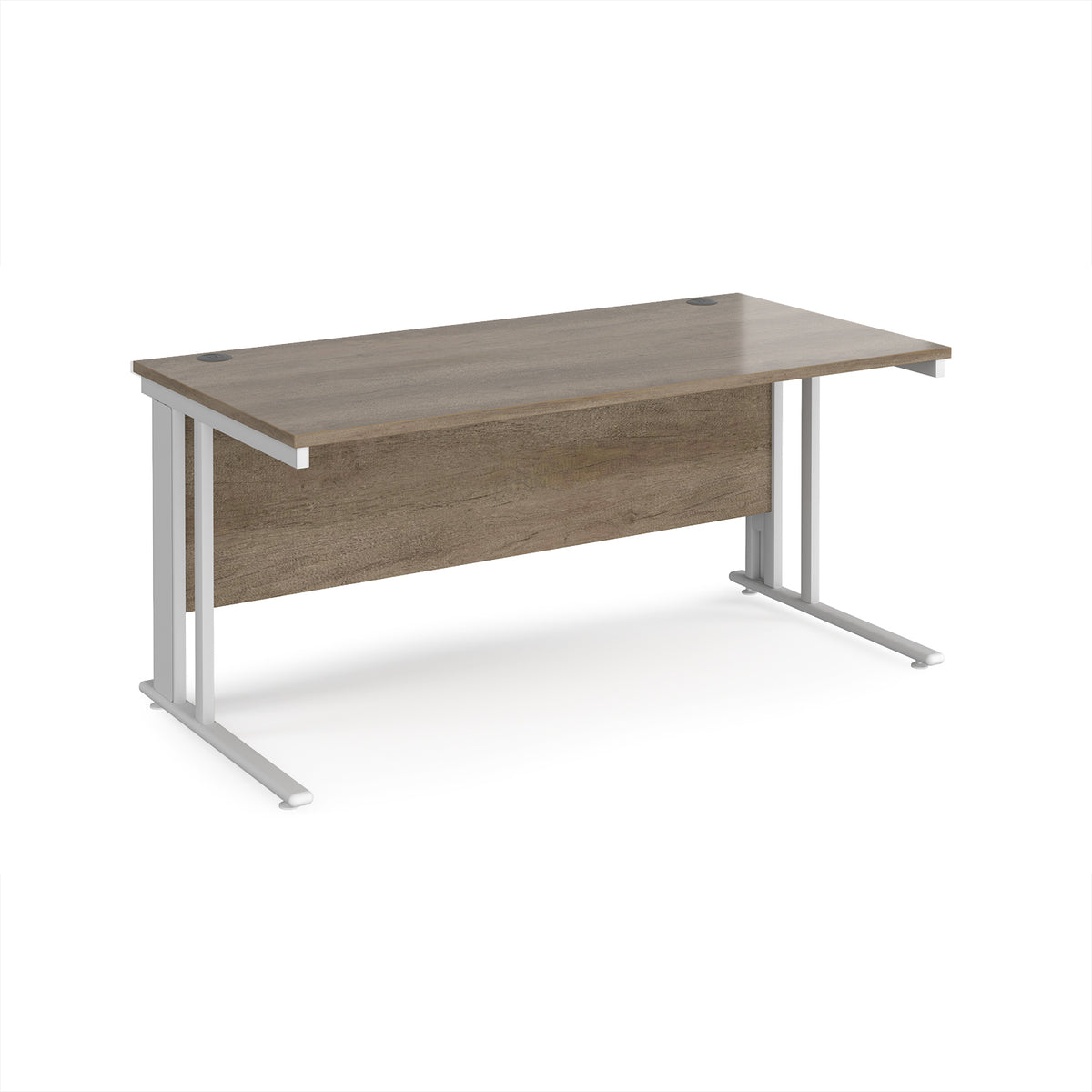 Maestro 25 straight desk 1600mm x 800mm - white cable managed leg frame, Nebraska top - view 1