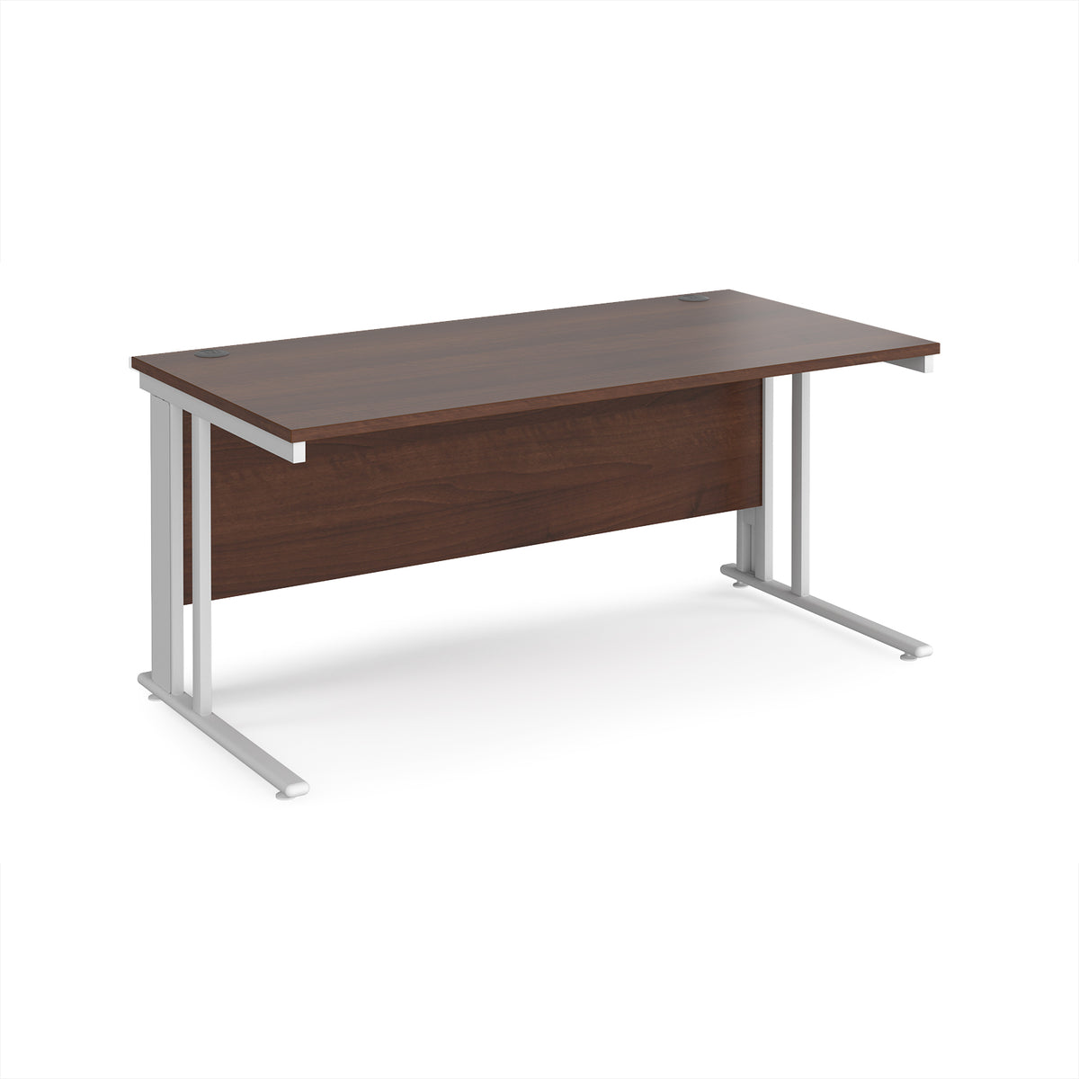 Maestro 25 straight desk 1600mm x 800mm - white cable managed leg frame, Walnut top - view 1
