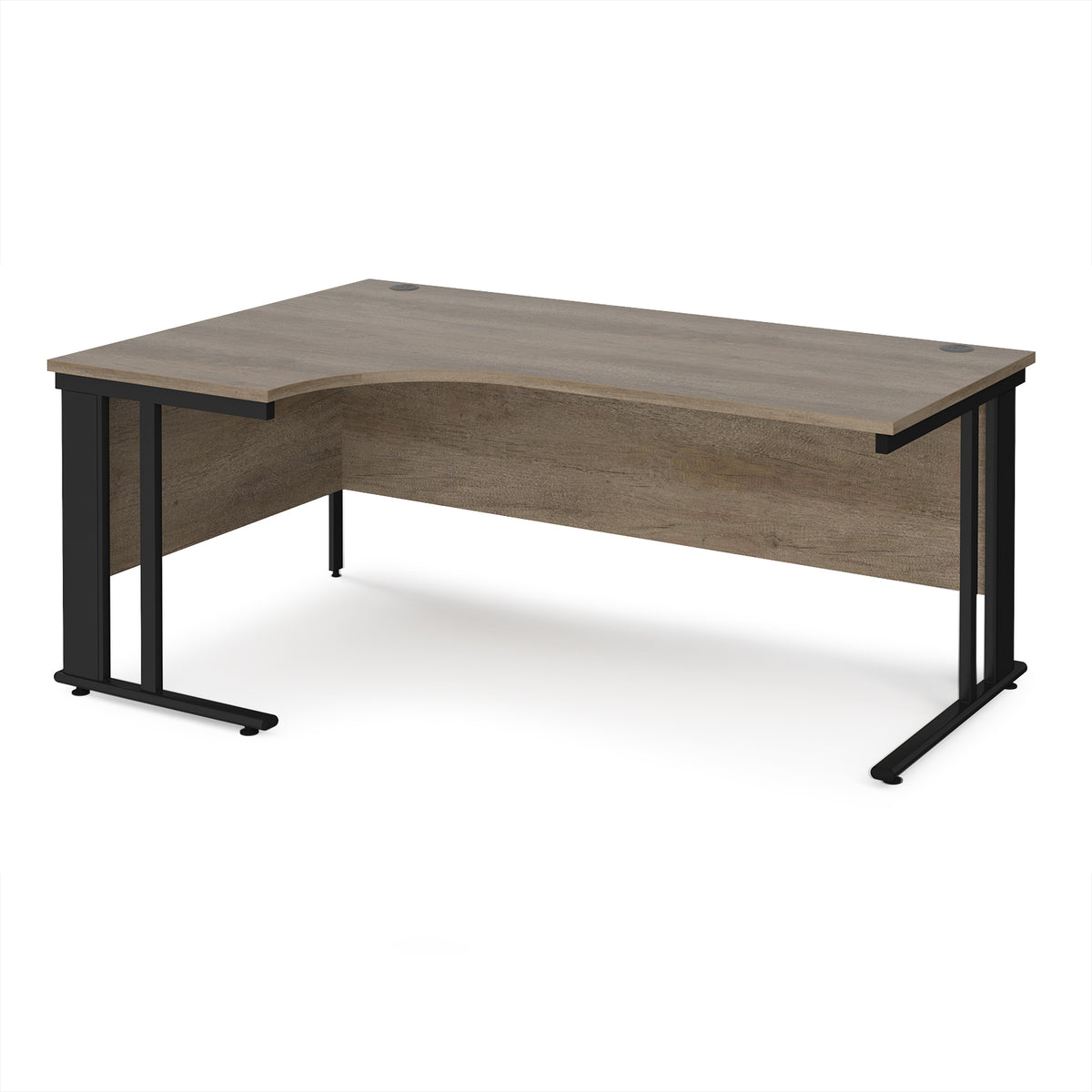 Maestro 25 left hand ergonomic desk 1800mm wide - black cable managed leg frame, Nebraska Oak Top - view 1
