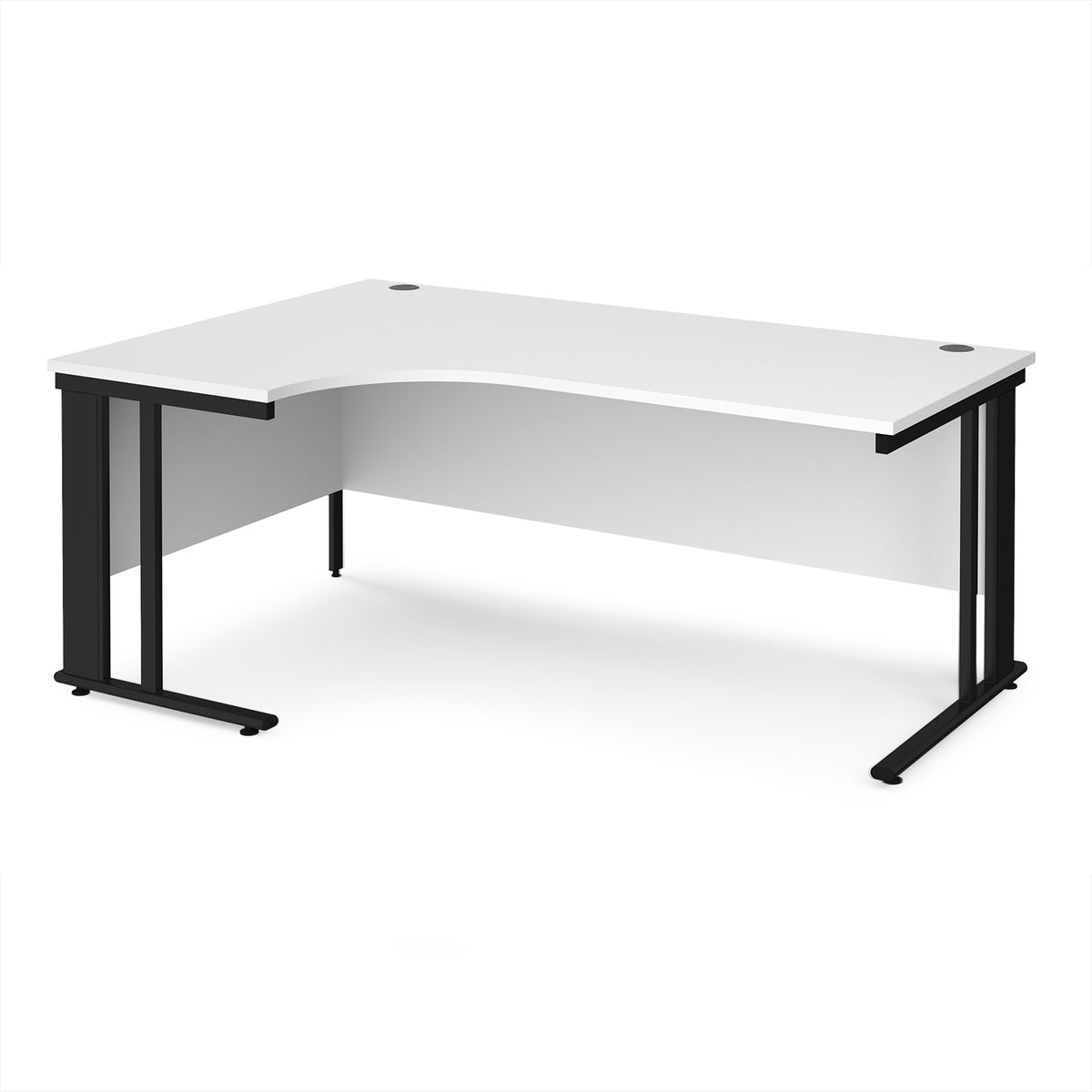 Maestro 25 left hand ergonomic desk 1800mm wide - black cable managed leg frame, White Top - view 1
