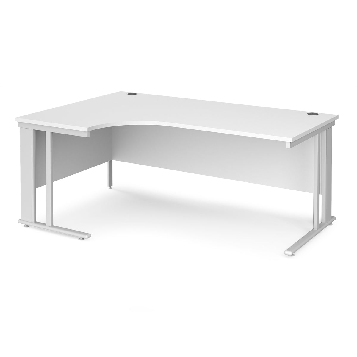 Maestro 25 left hand ergonomic desk 1800mm wide - white cable managed leg frame, White Top - view 1