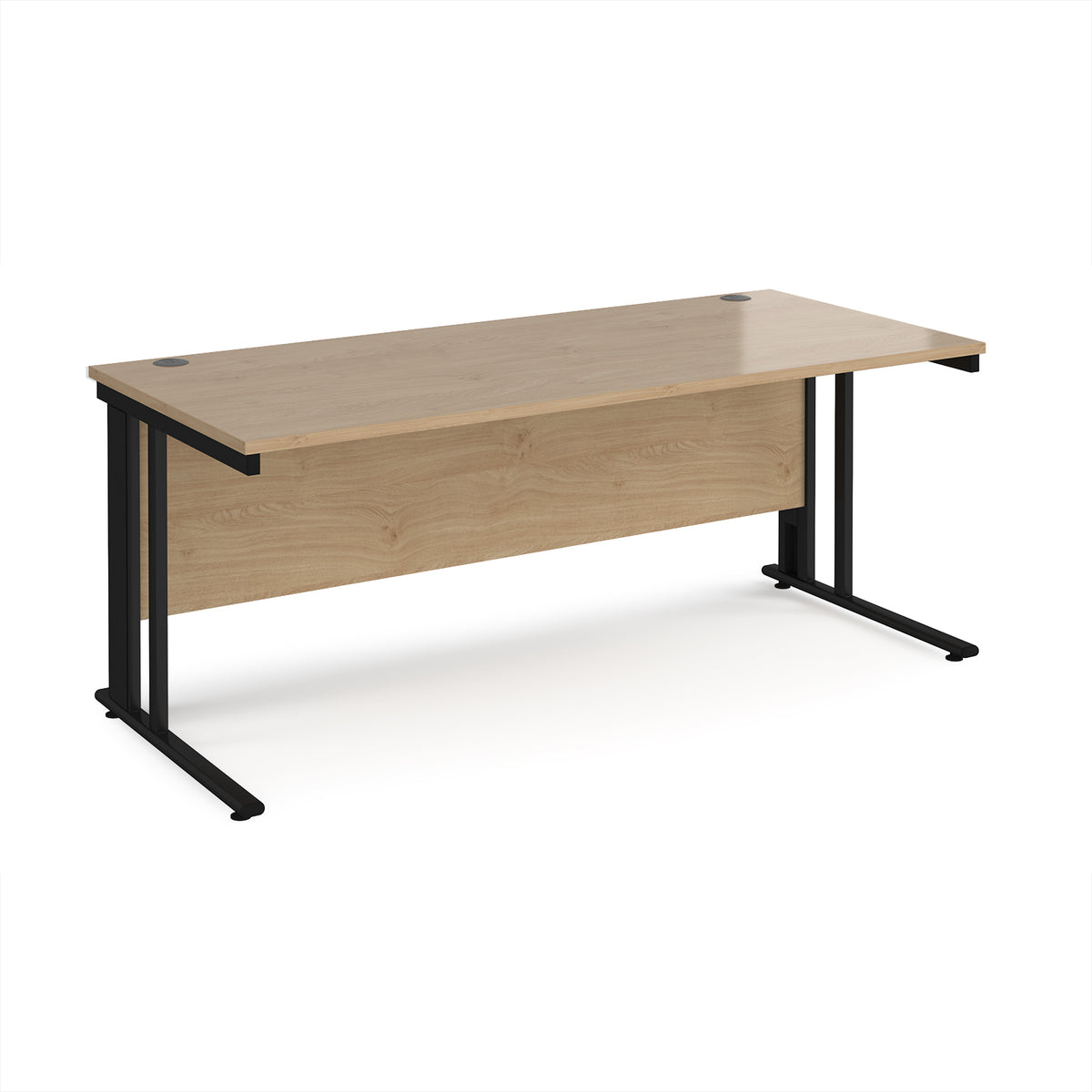 Maestro 25 straight desk 1800mm x 800mm - black cable managed leg frame, Kendal top - view 1