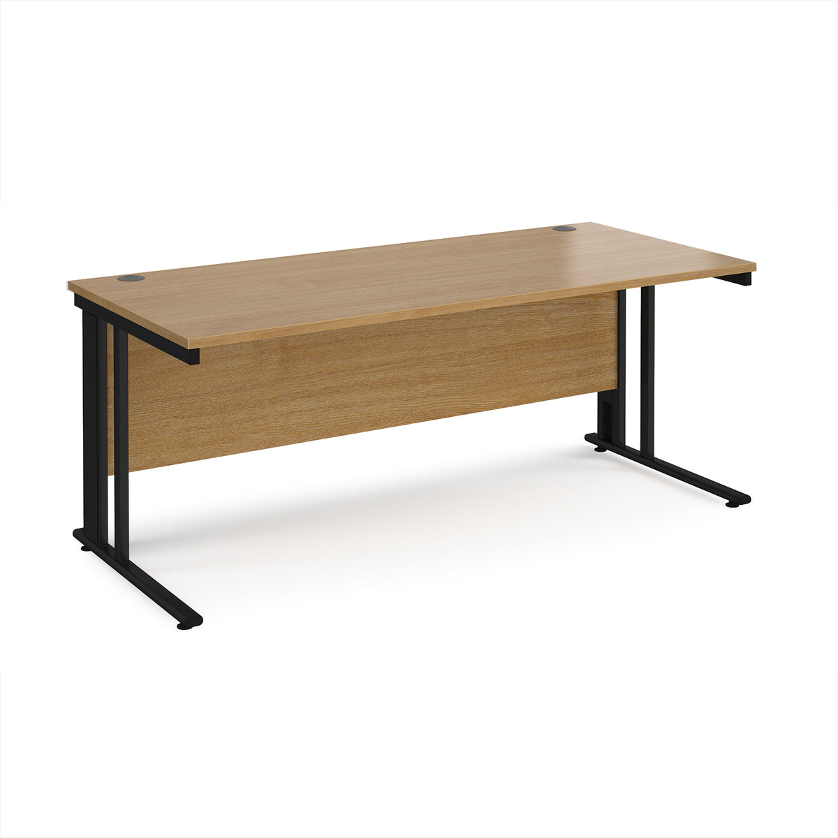 Maestro 25 straight desk 1800mm x 800mm - black cable managed leg frame, Oak Top - view 1