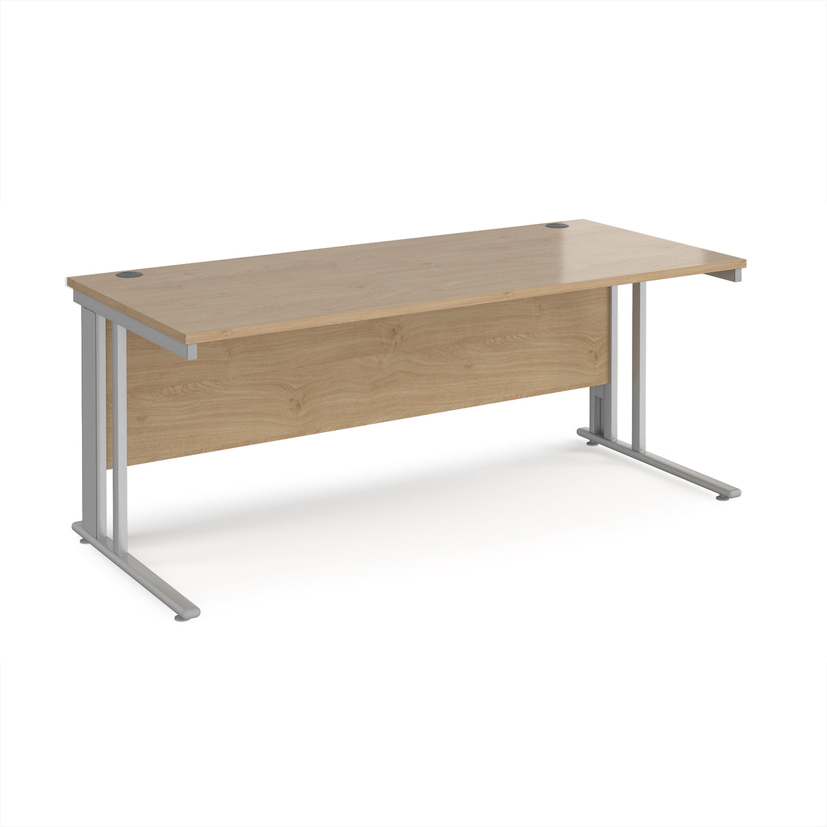 Maestro 25 straight desk 1800mm x 800mm - silver cable managed leg frame, Kendal top - view 1