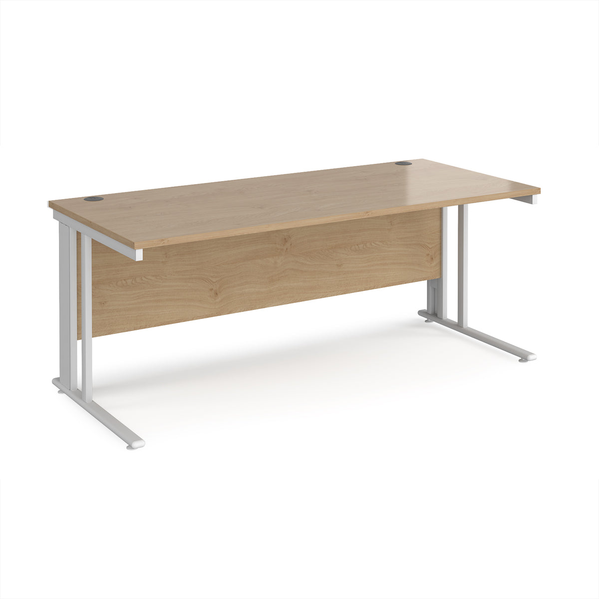 Maestro 25 straight desk 1800mm x 800mm - white cable managed leg frame, Kendal top - view 1