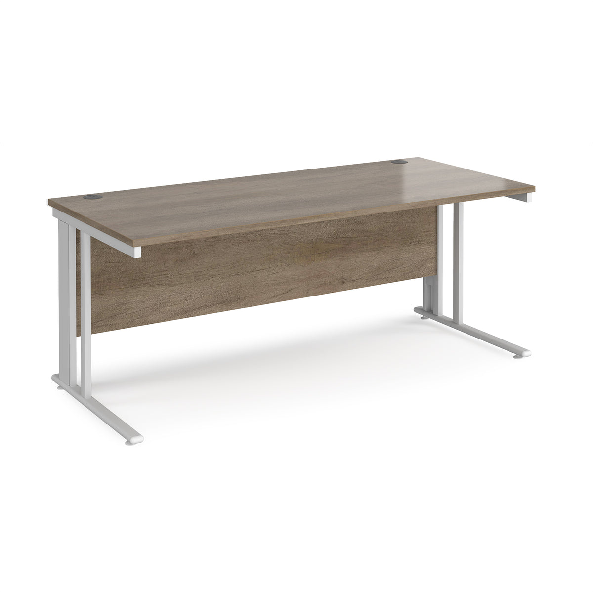 Maestro 25 straight desk 1800mm x 800mm - white cable managed leg frame, Nebraska top - view 1