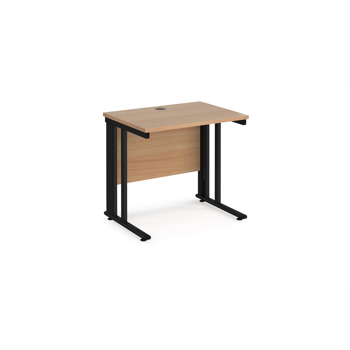 Maestro 25 straight desk 800mm x 600mm - black cable managed leg frame, Beech top - view 1