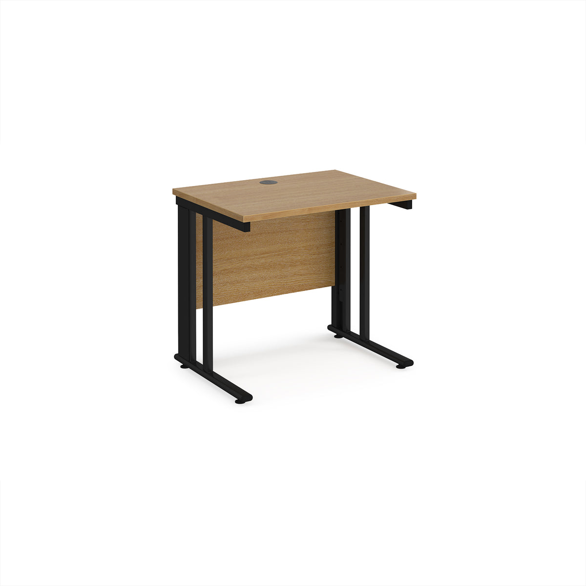 Maestro 25 straight desk 800mm x 600mm - black cable managed leg frame, Oak Top - view 1