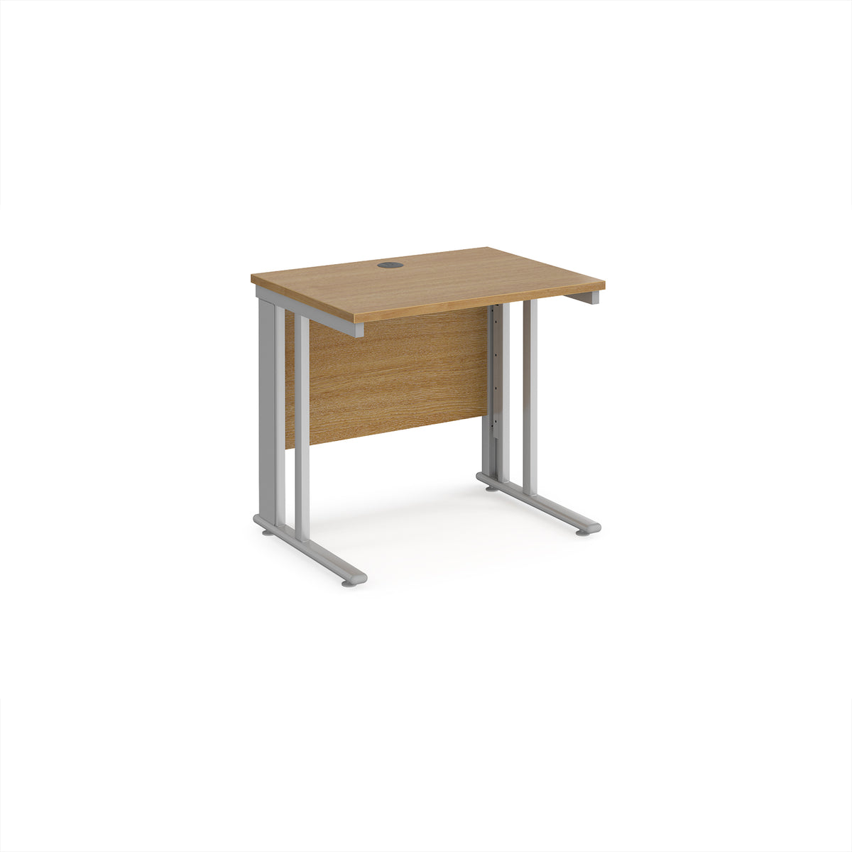 Maestro 25 straight desk 800mm x 600mm - silver cable managed leg frame, Oak Top - view 1