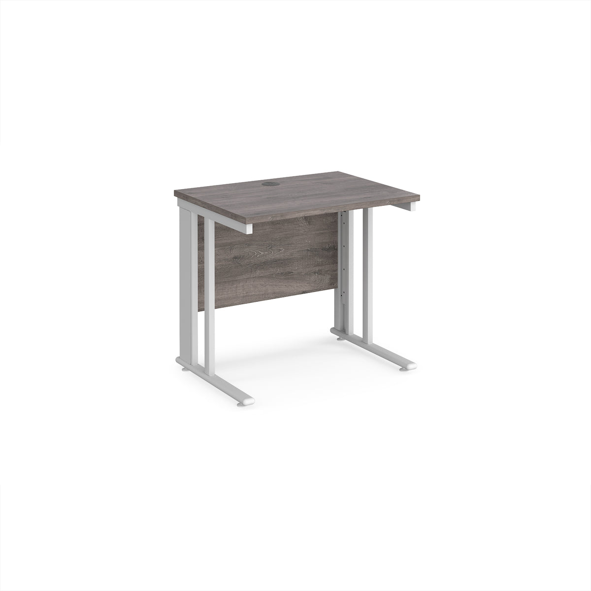 Maestro 25 straight desk 800mm x 600mm - white cable managed leg frame, Grey Oak Top - view 1