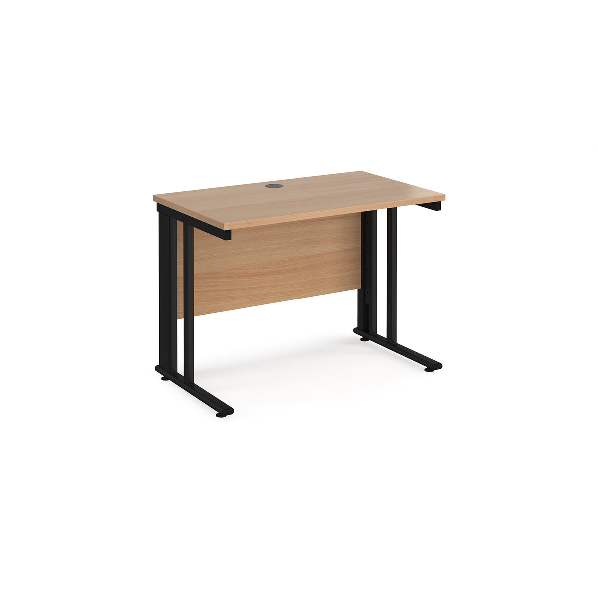 Maestro 25 straight desk 1000mm x 600mm - black cable managed leg frame, Beech top - view 1