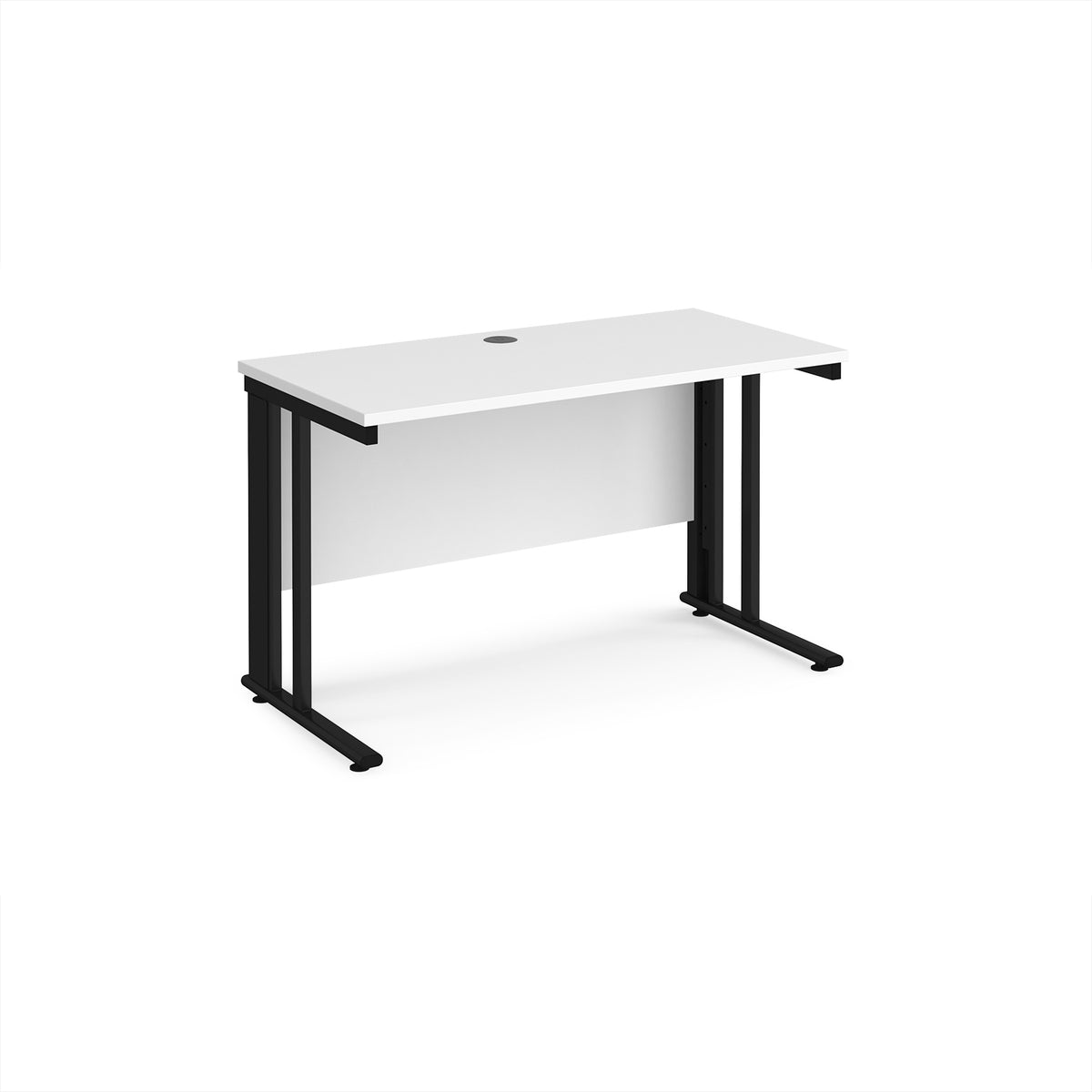 Maestro 25 straight desk 1200mm x 600mm - black cable managed leg frame, White Top - view 1