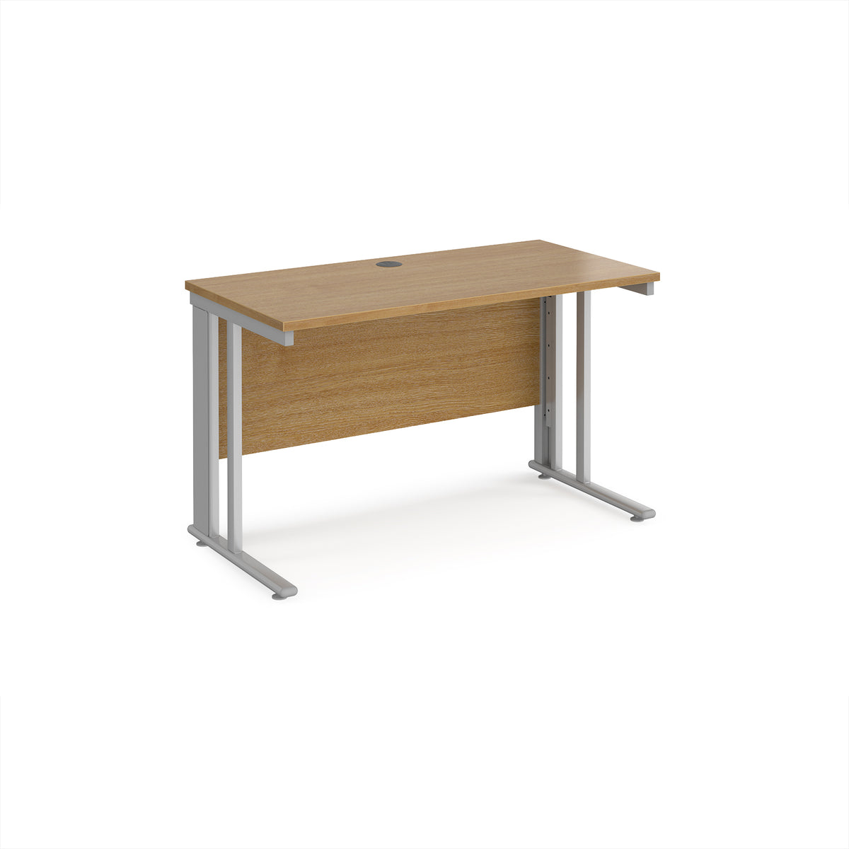 Maestro 25 straight desk 1200mm x 600mm - silver cable managed leg frame, Oak Top - view 1