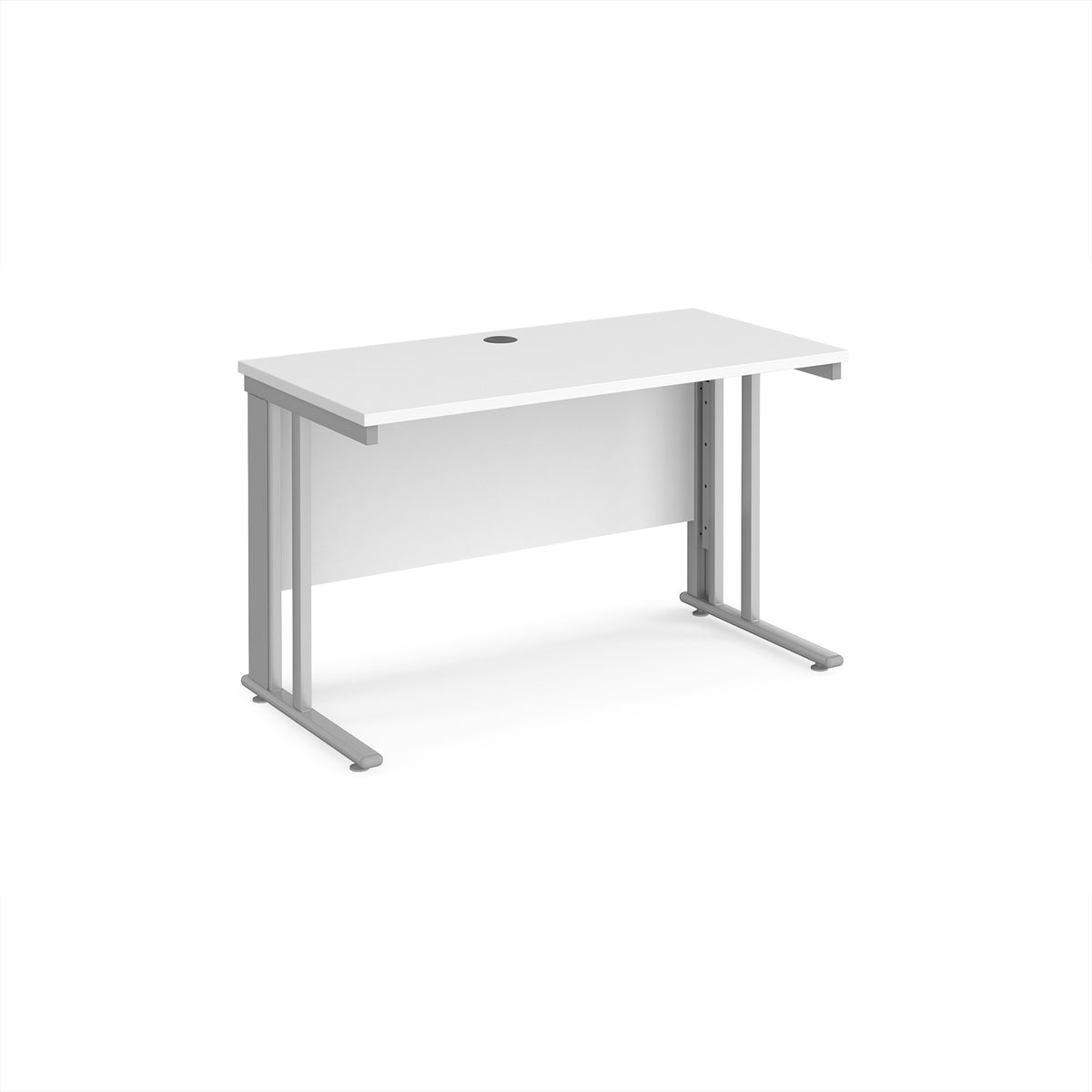 Maestro 25 straight desk 1200mm x 600mm - silver cable managed leg frame, White Top - view 1