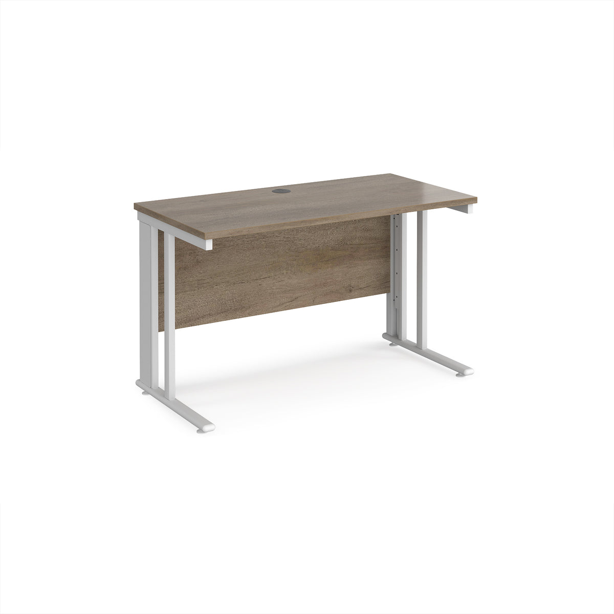 Maestro 25 straight desk 1200mm x 600mm - white cable managed leg frame, Nebraska Oak Top - view 1