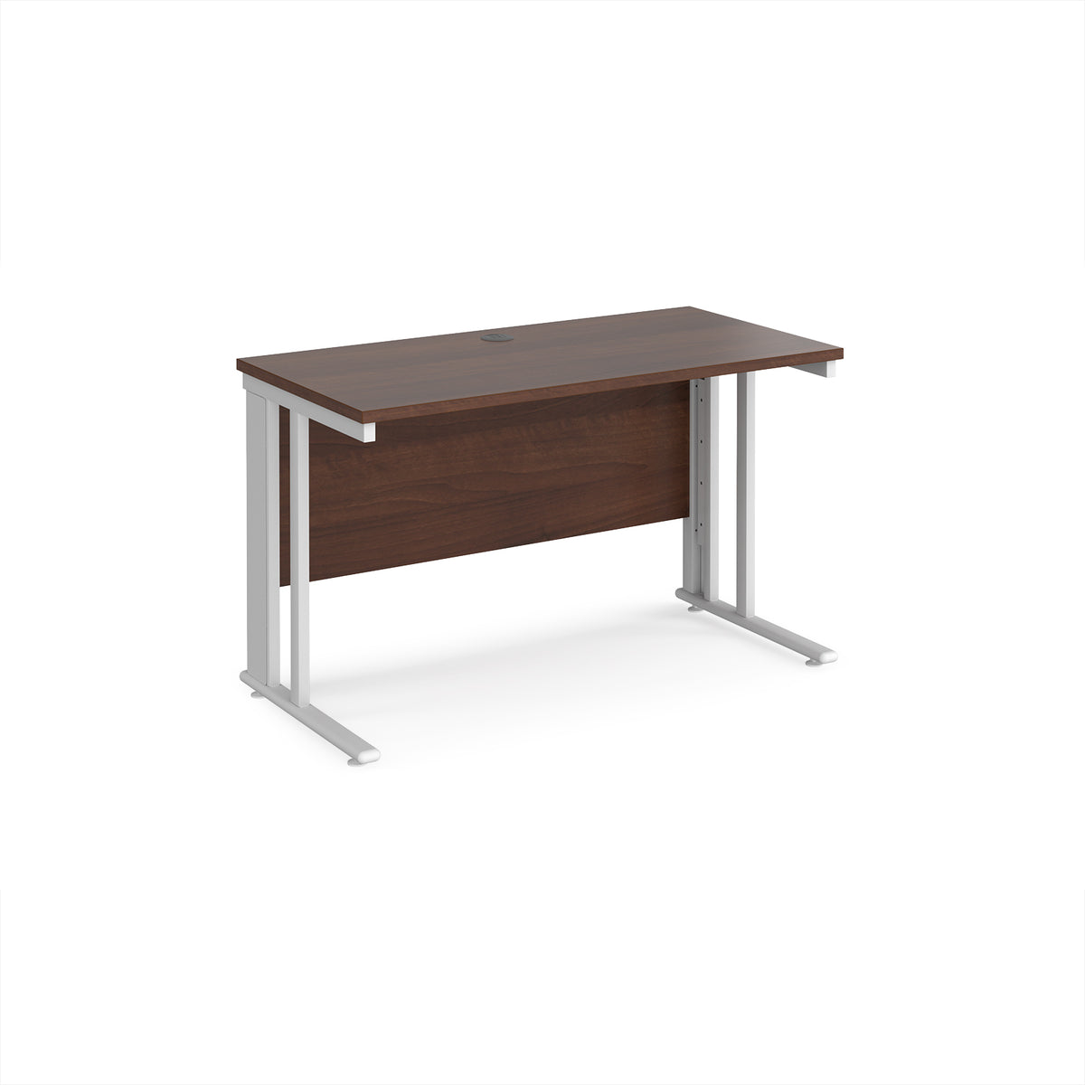 Maestro 25 straight desk 1200mm x 600mm - white cable managed leg frame, Walnut top - view 1