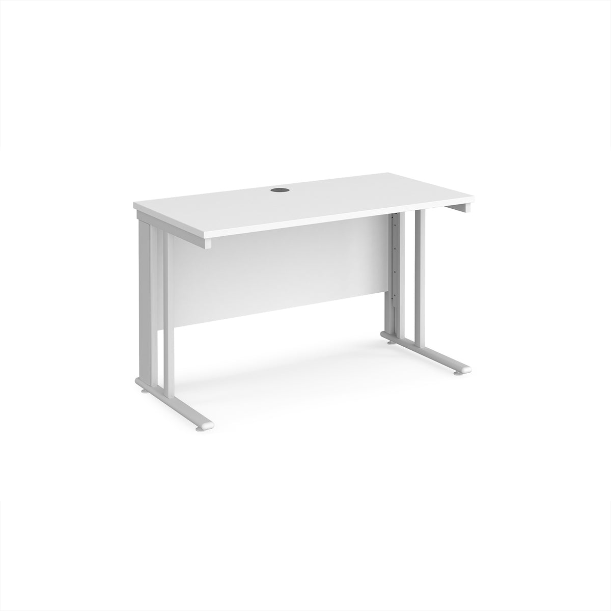 Maestro 25 straight desk 1200mm x 600mm - white cable managed leg frame, White Top - view 1
