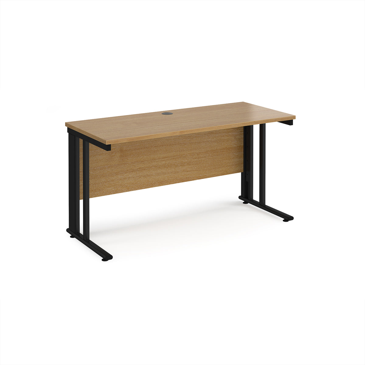 Maestro 25 straight desk 1400mm x 600mm - black cable managed leg frame, Oak Top - view 1