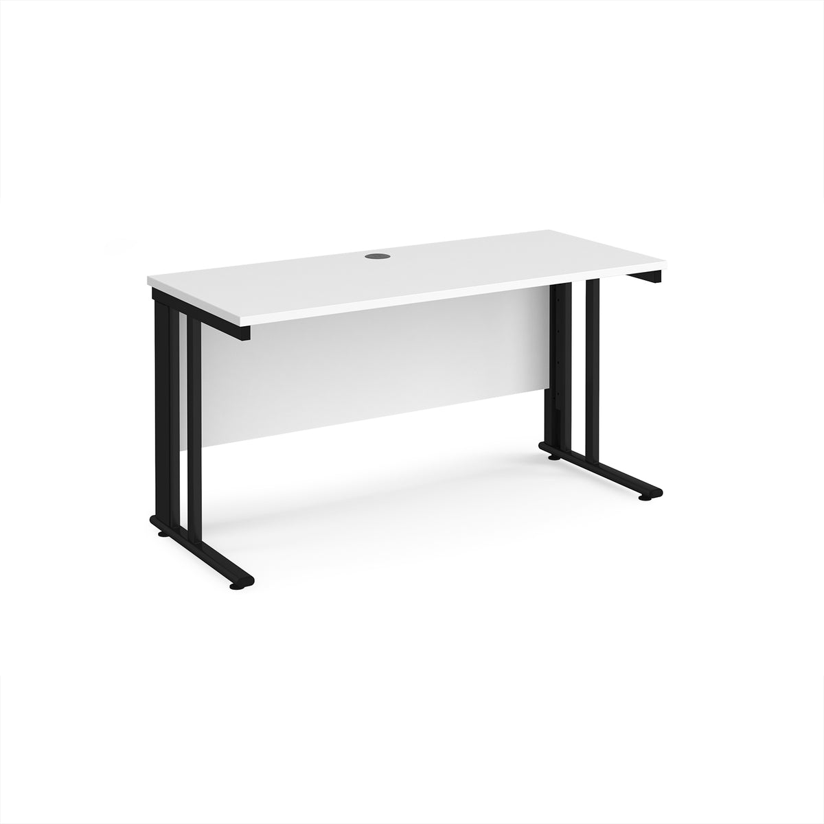 Maestro 25 straight desk 1400mm x 600mm - black cable managed leg frame, White Top - view 1