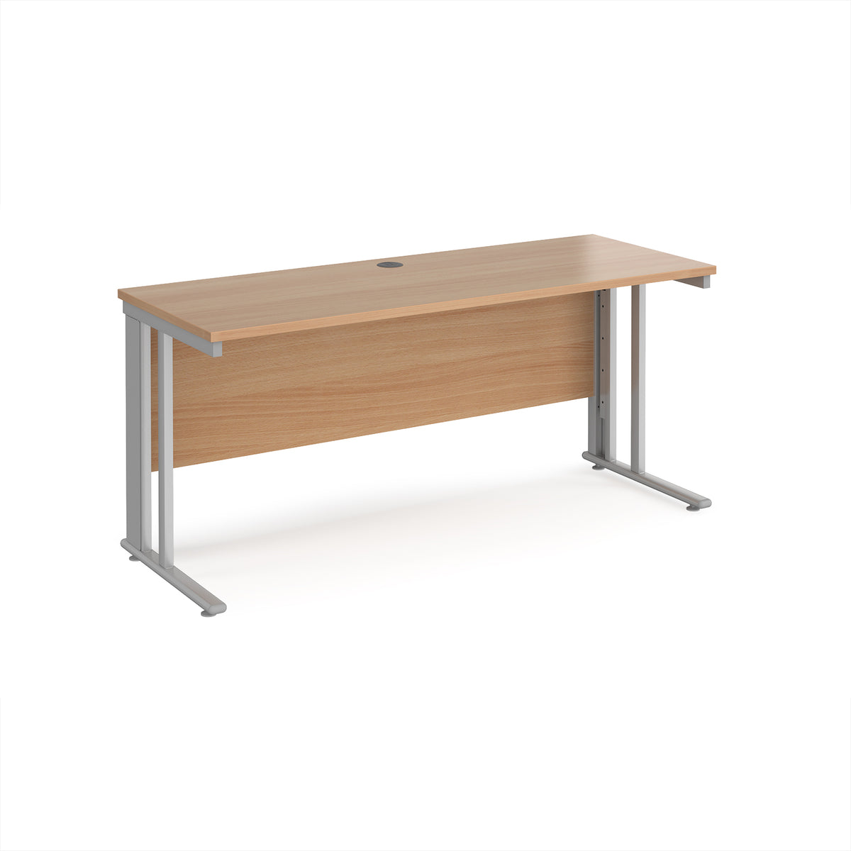 Maestro 25 straight desk 1600mm x 600mm - silver cable managed leg frame, Beech top - view 1