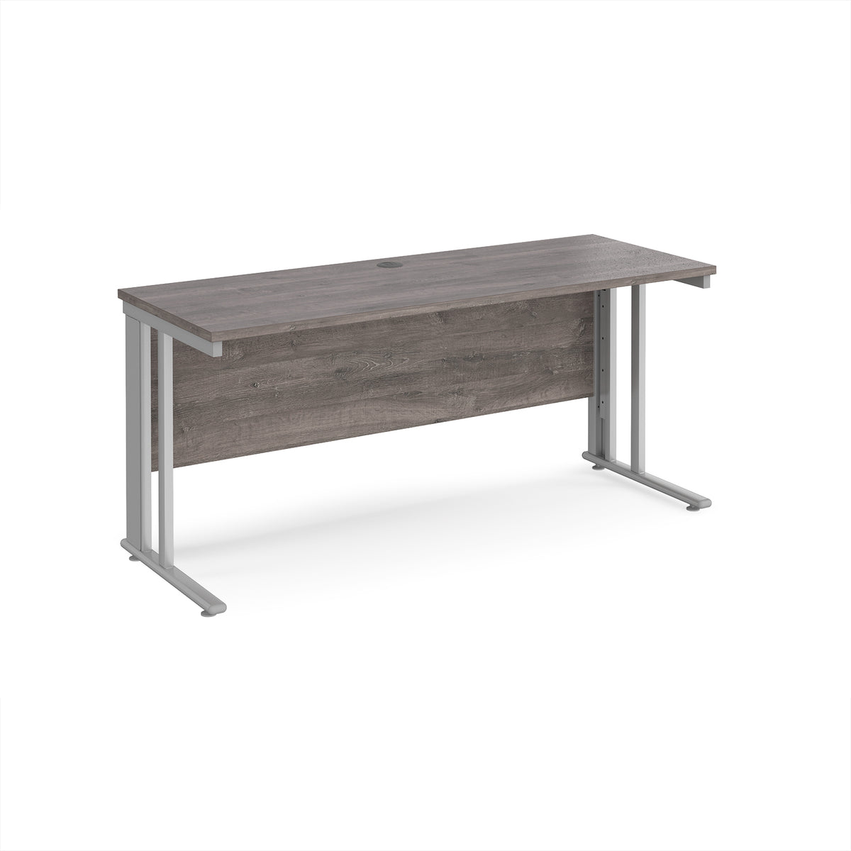 Maestro 25 straight desk 1600mm x 600mm - silver cable managed leg frame, Grey Oak Top - view 1