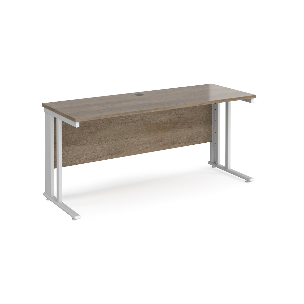 Maestro 25 straight desk 1600mm x 600mm - white cable managed leg frame, Nebraska Oak Top - view 1