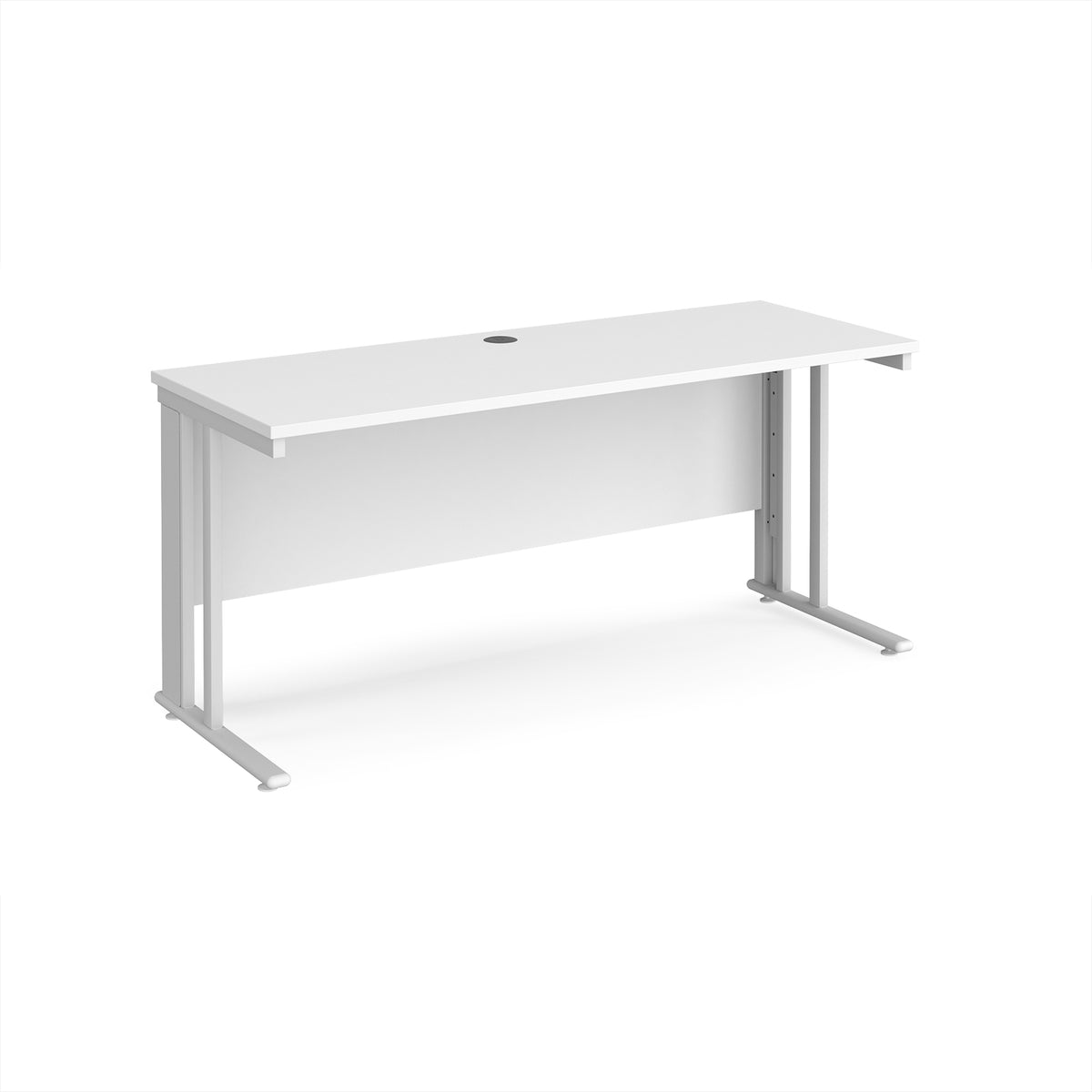 Maestro 25 straight desk 1600mm x 600mm - white cable managed leg frame, White Top - view 1
