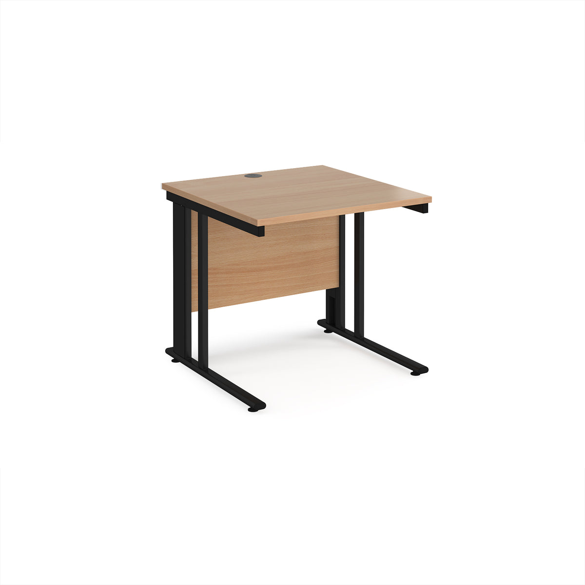 Maestro 25 straight desk 800mm x 800mm - black cable managed leg frame, Beech top - view 1