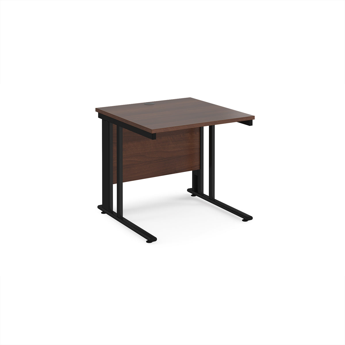 Maestro 25 straight desk 800mm x 800mm - black cable managed leg frame, Walnut top - view 1