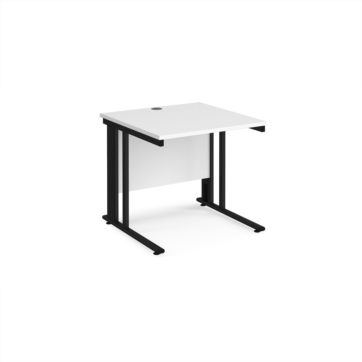 Maestro 25 straight desk 800mm x 800mm - black cable managed leg frame, White Top - view 1