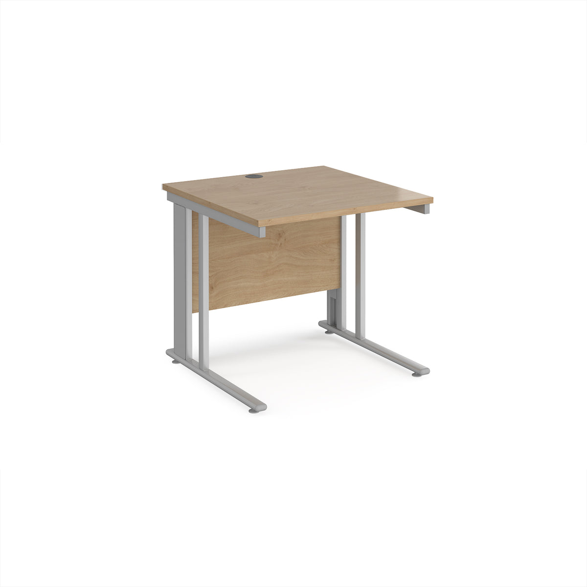 Maestro 25 straight desk 800mm x 800mm - silver cable managed leg frame, Kendal top - view 1