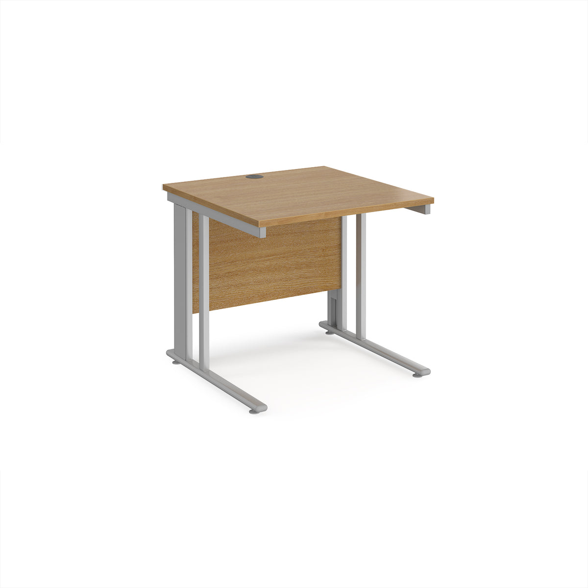 Maestro 25 straight desk 800mm x 800mm - silver cable managed leg frame, Oak Top - view 1