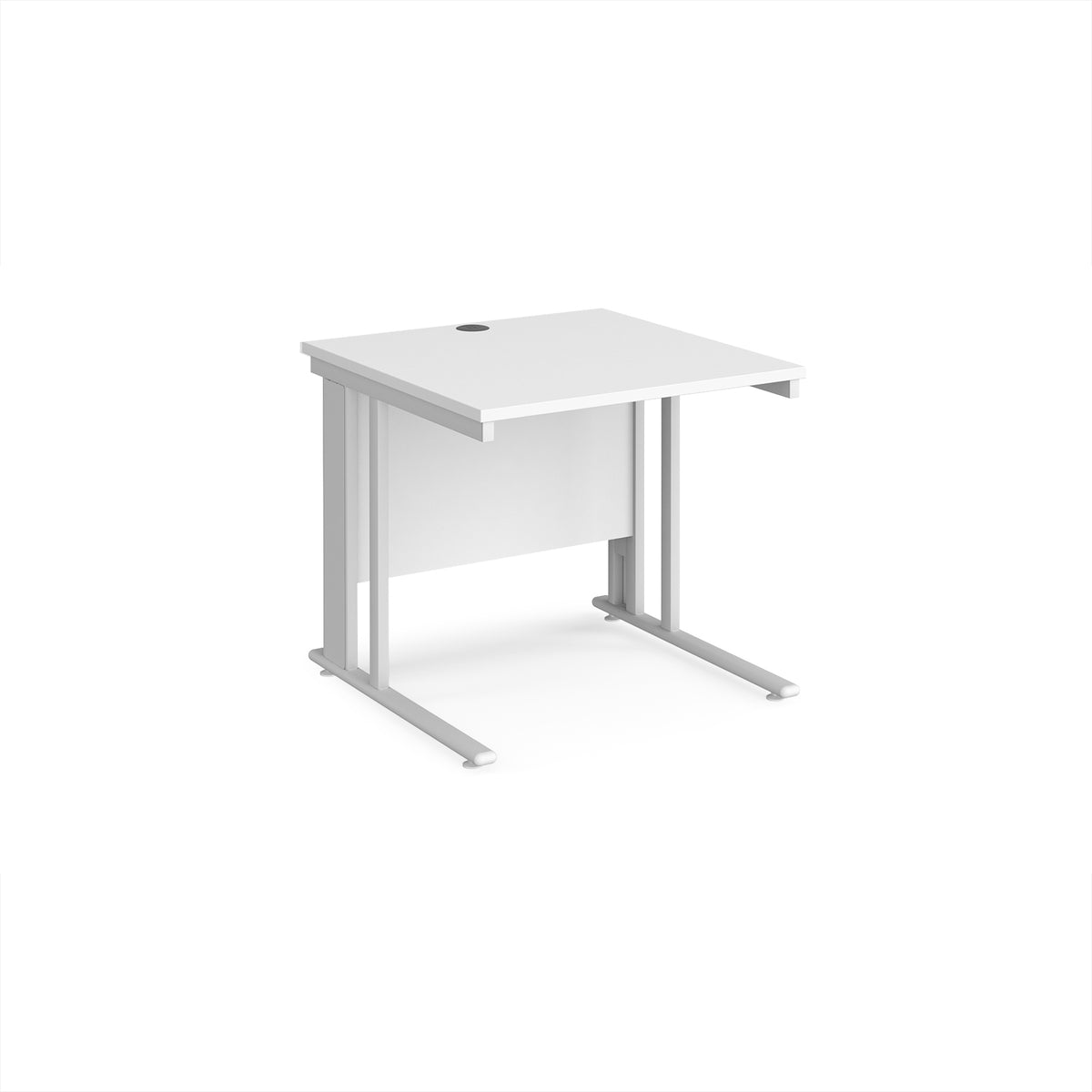 Maestro 25 straight desk 800mm x 800mm - white cable managed leg frame, White Top - view 1
