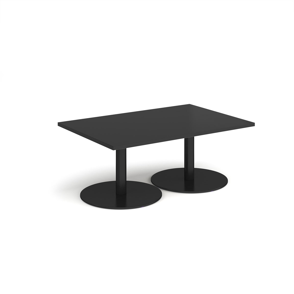 Monza rectangular coffee table with flat round black bases 1200mm x 800mm - Black - view 1