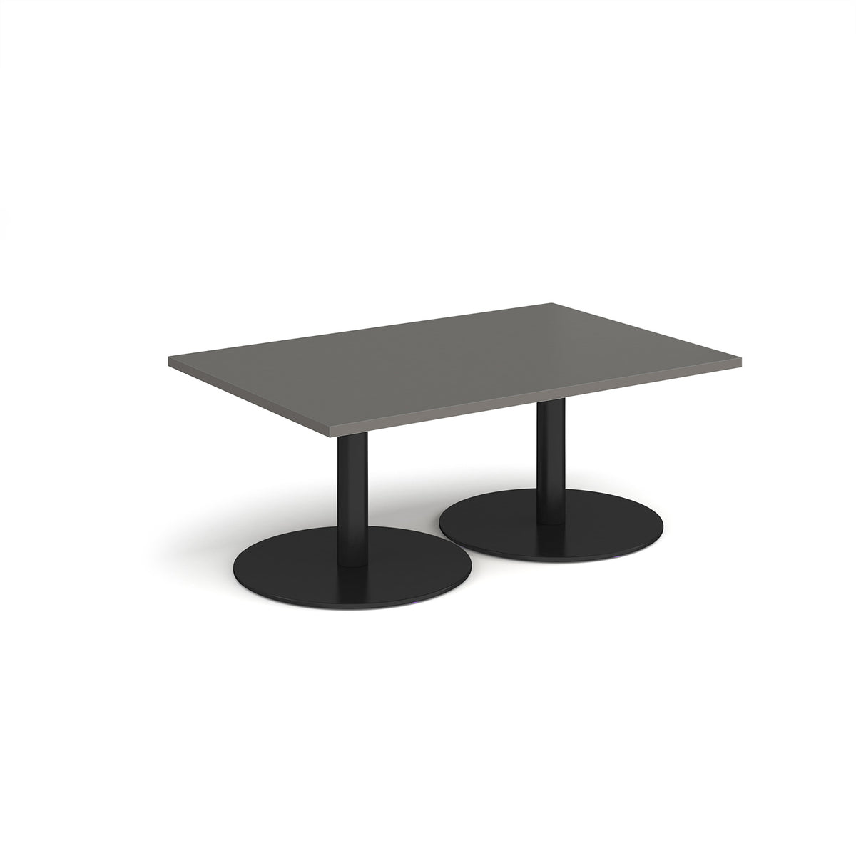 Monza rectangular coffee table with flat round black bases 1200mm x 800mm - Onyx Grey - view 1