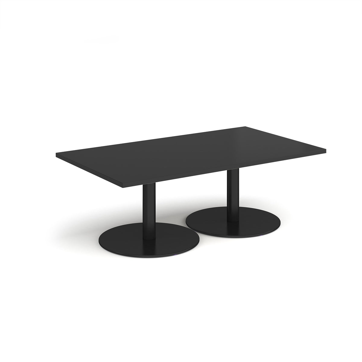 Monza rectangular coffee table with flat round black bases 1400mm x 800mm - Black - view 1
