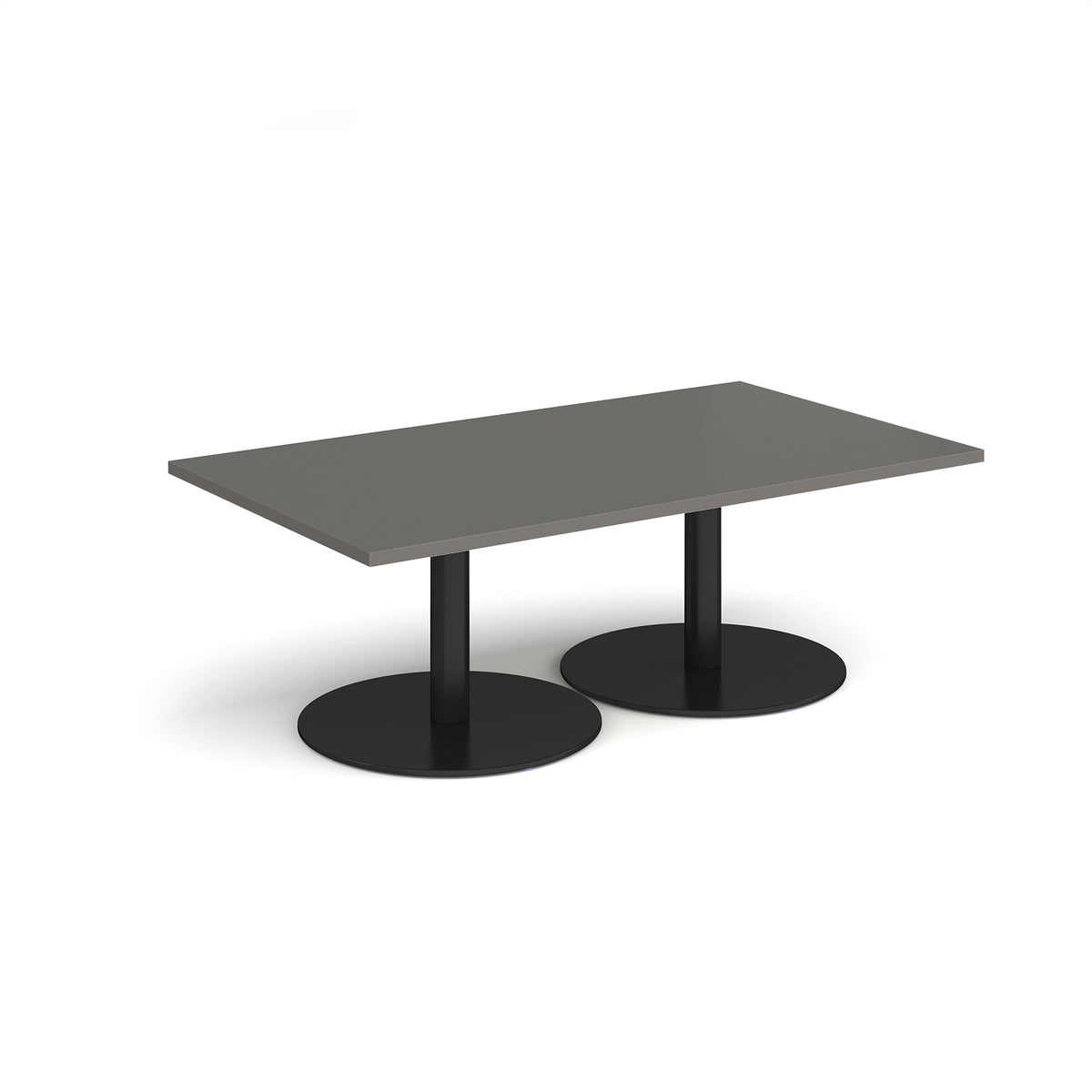 Monza rectangular coffee table with flat round black bases 1400mm x 800mm - Onyx Grey - view 1