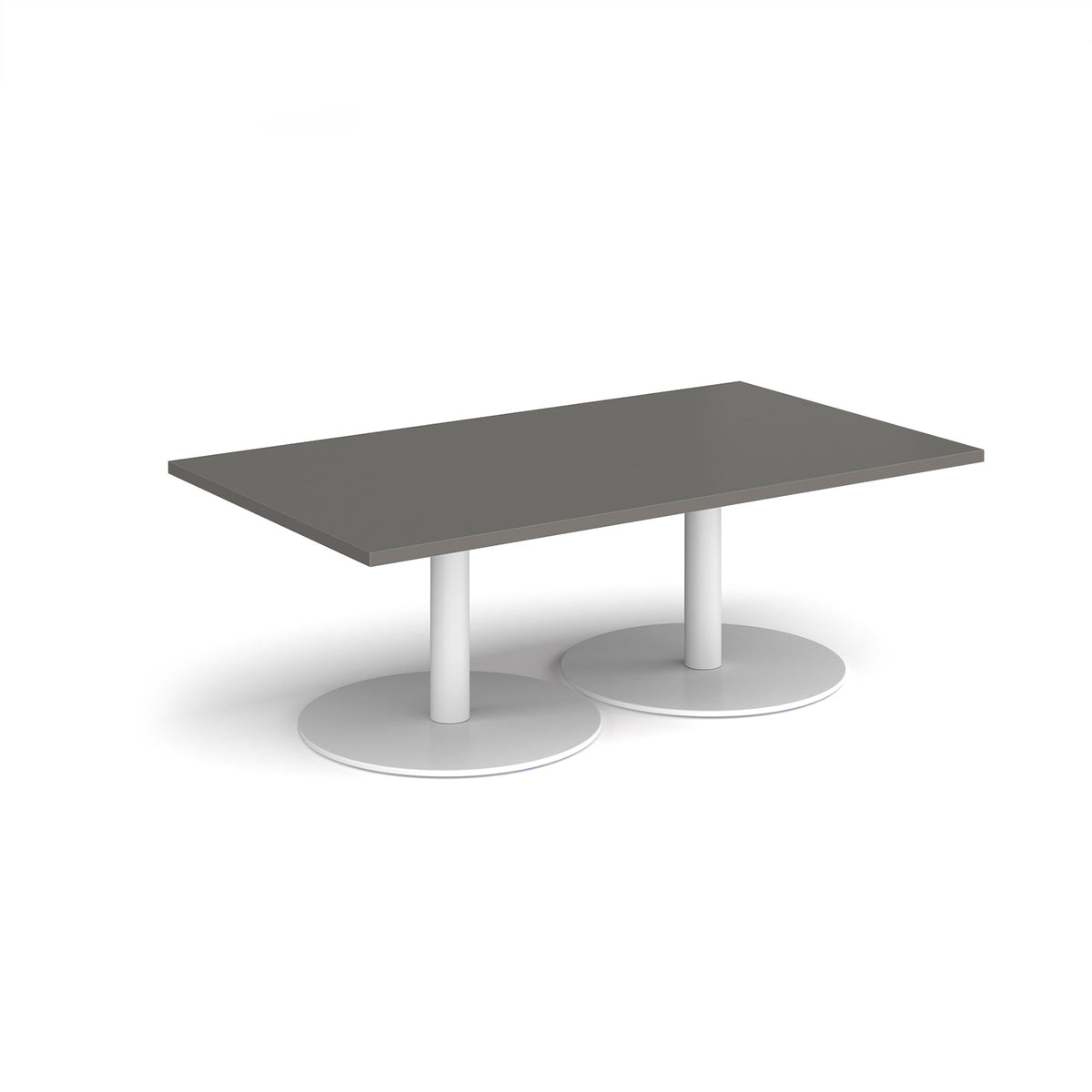 Monza rectangular coffee table with flat round white bases 1400mm x 800mm - Onyx Grey - view 1