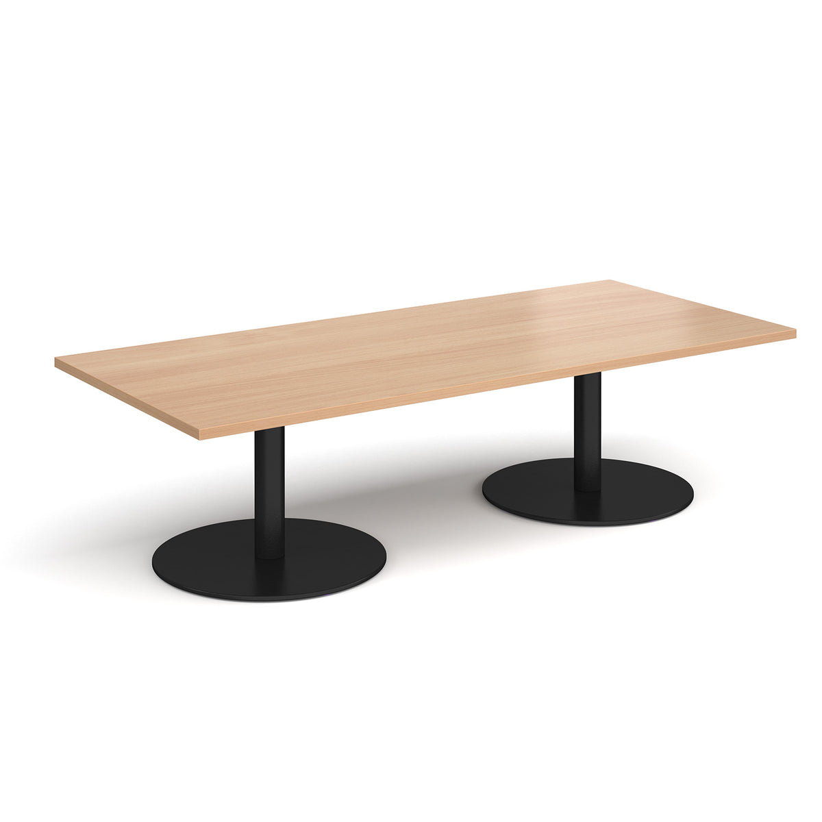 Monza rectangular coffee table with flat round black bases 1800mm x 800mm - Beech - view 1