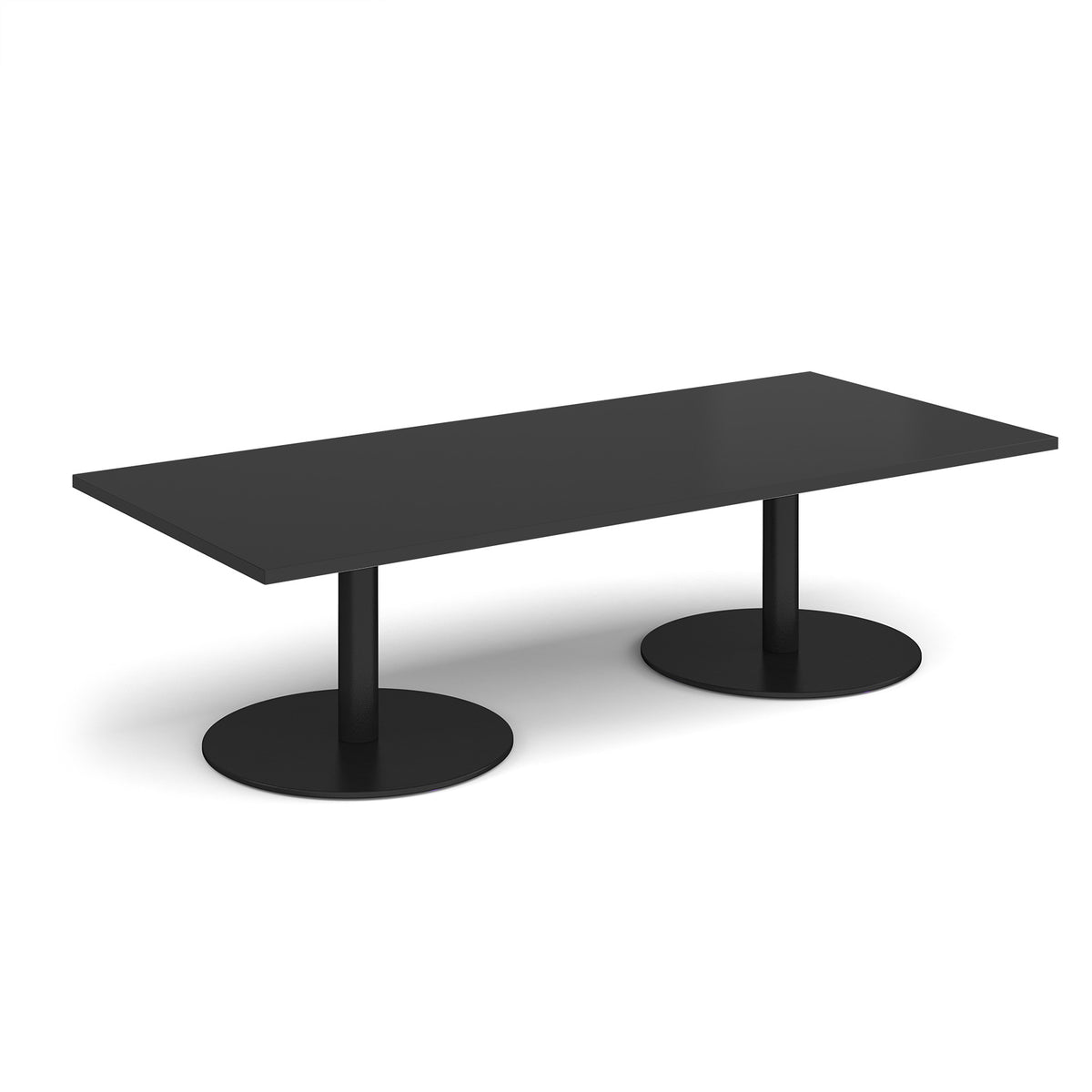Monza rectangular coffee table with flat round black bases 1800mm x 800mm - Black - view 1