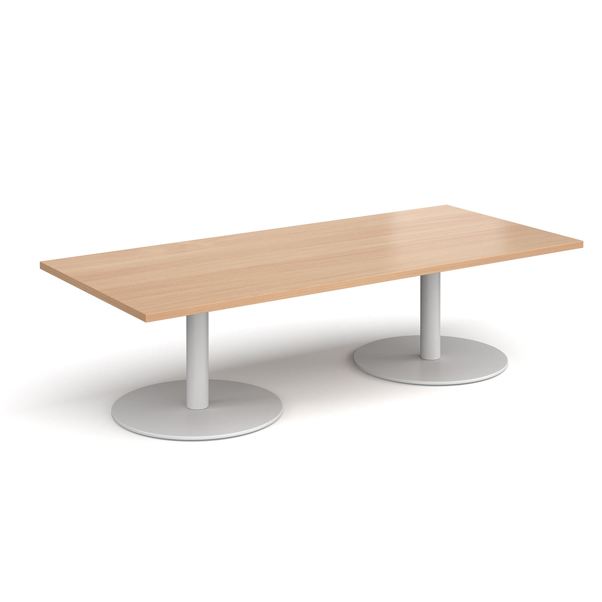 Monza rectangular coffee table with flat round white bases 1800mm x 800mm - Beech - view 1